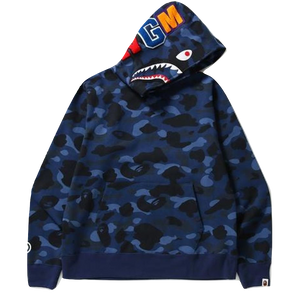A Bathing Ape Color Camo Shark Wide Pullover Hoodie - Blue