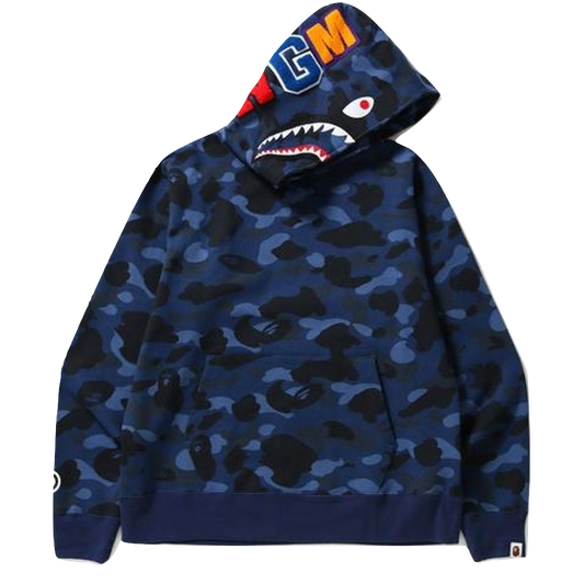 A Bathing Ape Color Camo Shark Wide Pullover Hoodie - Blue - Used