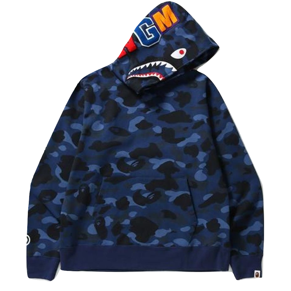 A Bathing Ape Color Camo Shark Wide Pullover Hoodie - Blue - Used