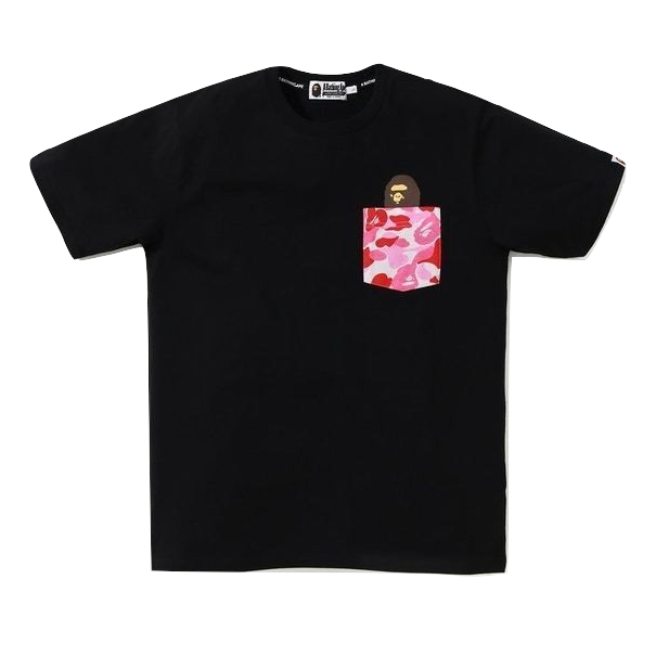 A Bathing Ape ABC Pocket Tee - Black/Pink - Used Bape