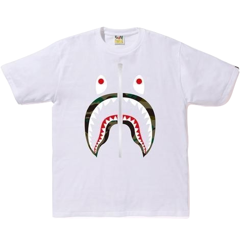 A Bathing Ape 1st Camo Shark Tee - White/Green Camo Bape