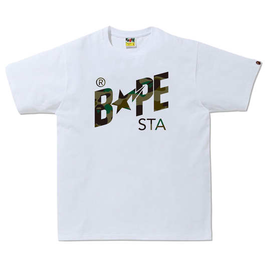 A Bathing Ape 1st Camo Bape Sta Tee - White/Green - Used