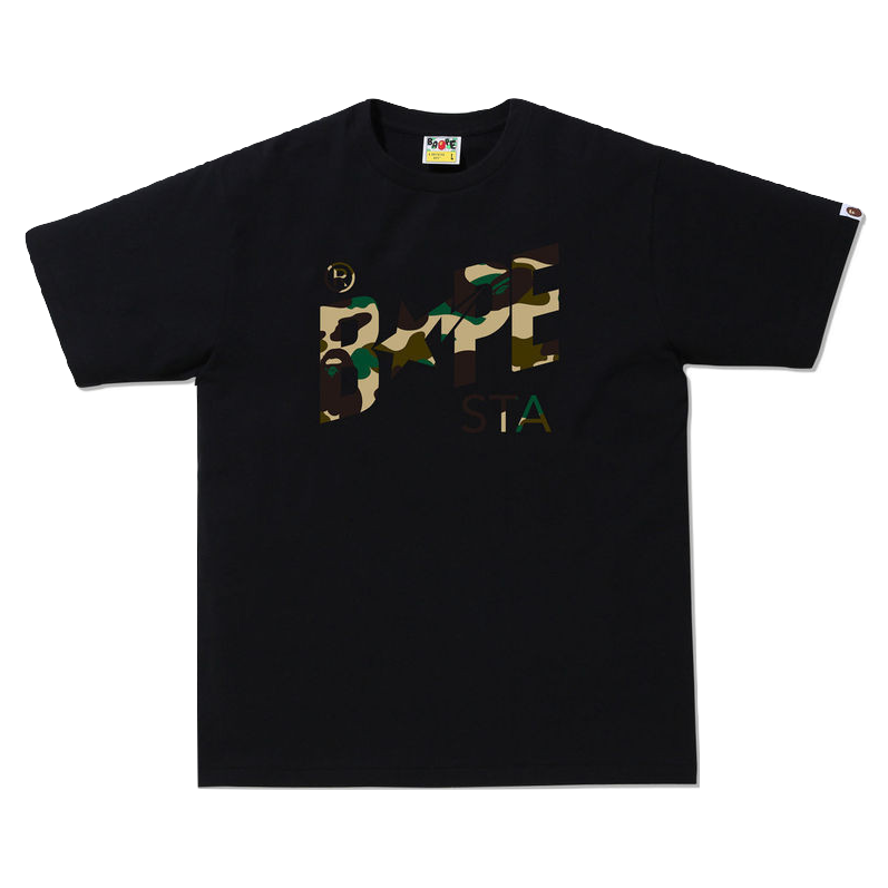 A Bathing Ape 1st Camo Bape Sta Tee - Black/Yellow Bape