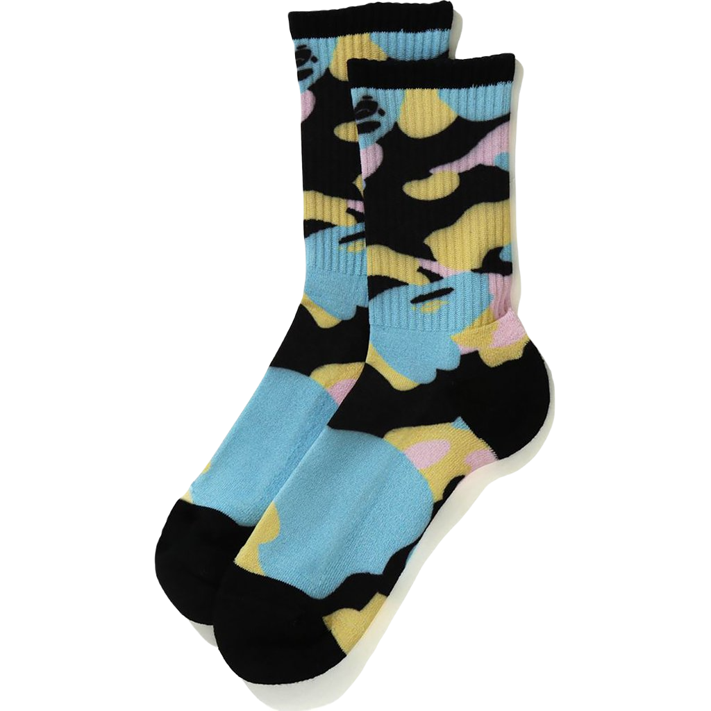 A Bathing Ape New Multi Camo Socks - Black Bape