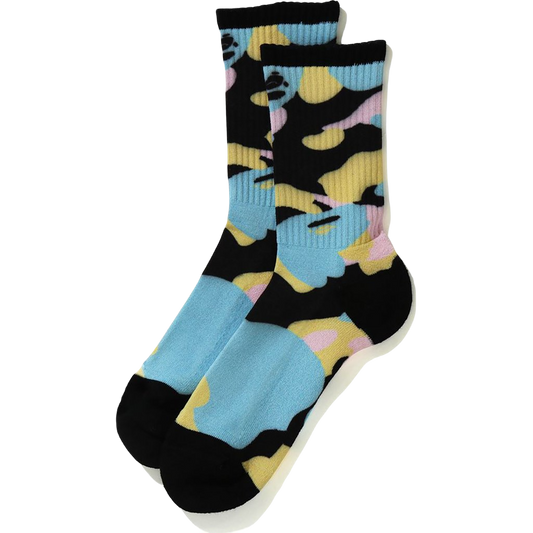 A Bathing Ape New Multi Camo Socks - Black Bape