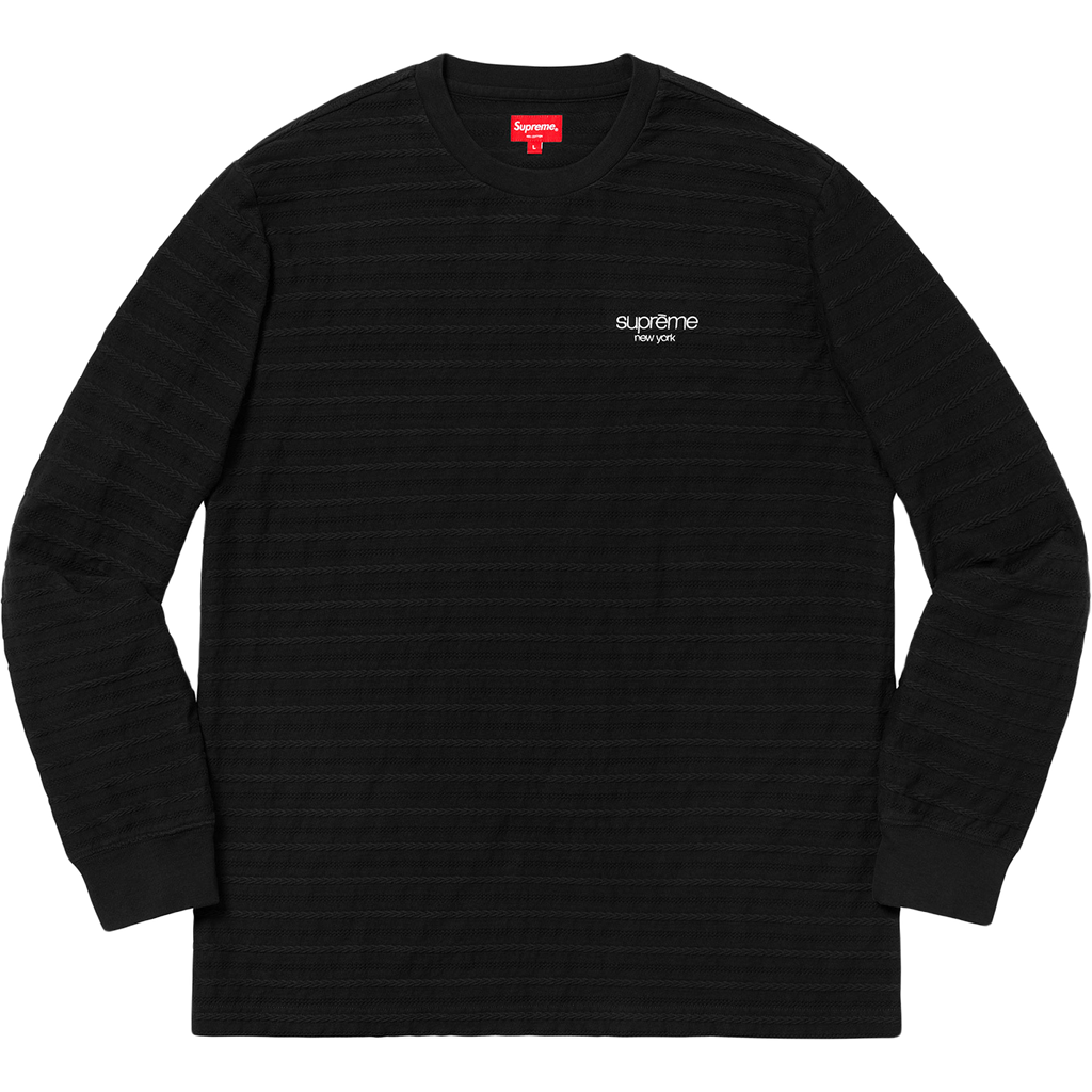 Supreme Rope Stripe Long Sleeve Top - Black