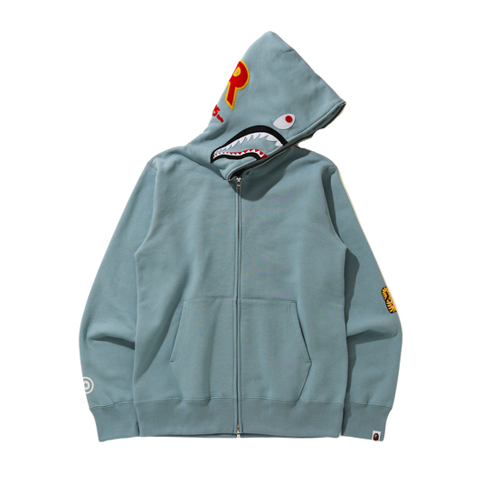 A Bathing Ape Shark Full Zip PONR Hoodie - Grey Bape