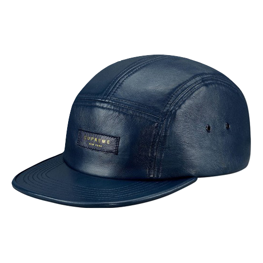 Supreme Leather Camp Cap - Navy