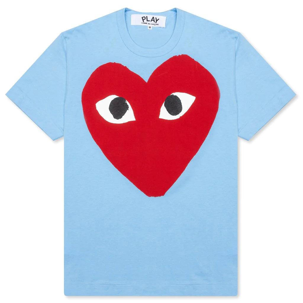 CDG Play Pastelle Red Heart T-shirt - Blue Comme Des Garcon