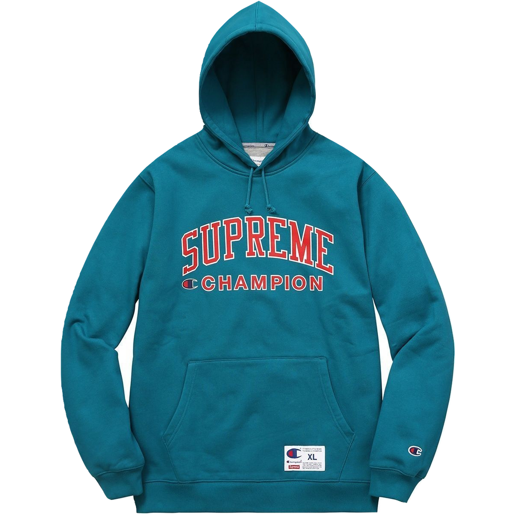 Supreme X Champion Hooded Sweatshirt - Teal - Used