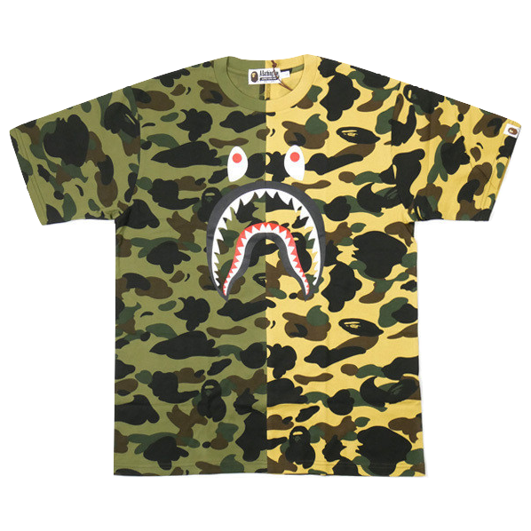 A Bathing Ape Spilt Camo Shark Tee - Used