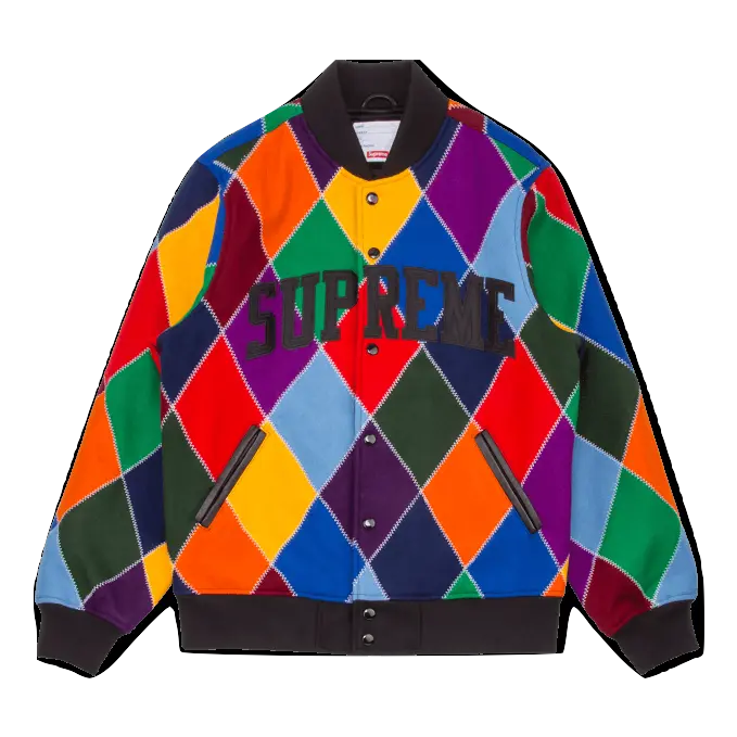 Supreme Harlequin Wool Varsity Jacket - Multicolor Supreme