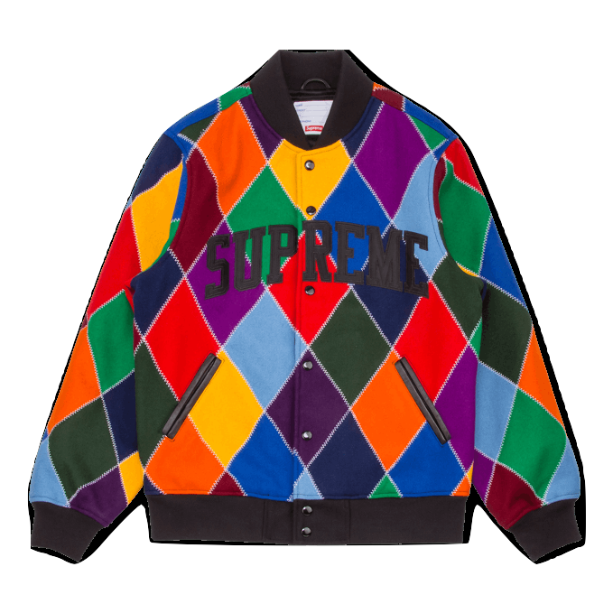 Supreme Harlequin Wool Varsity Jacket - Multicolor