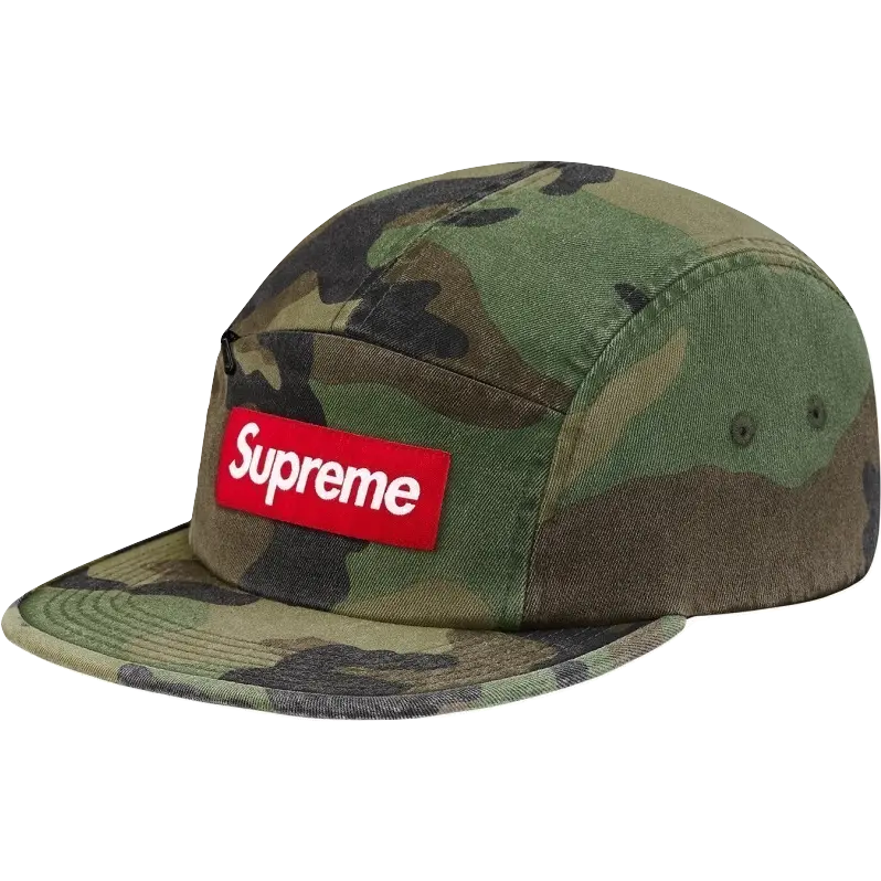 Supreme Front Panel Zip Camp Cap - Woodland Camo - Used Supreme