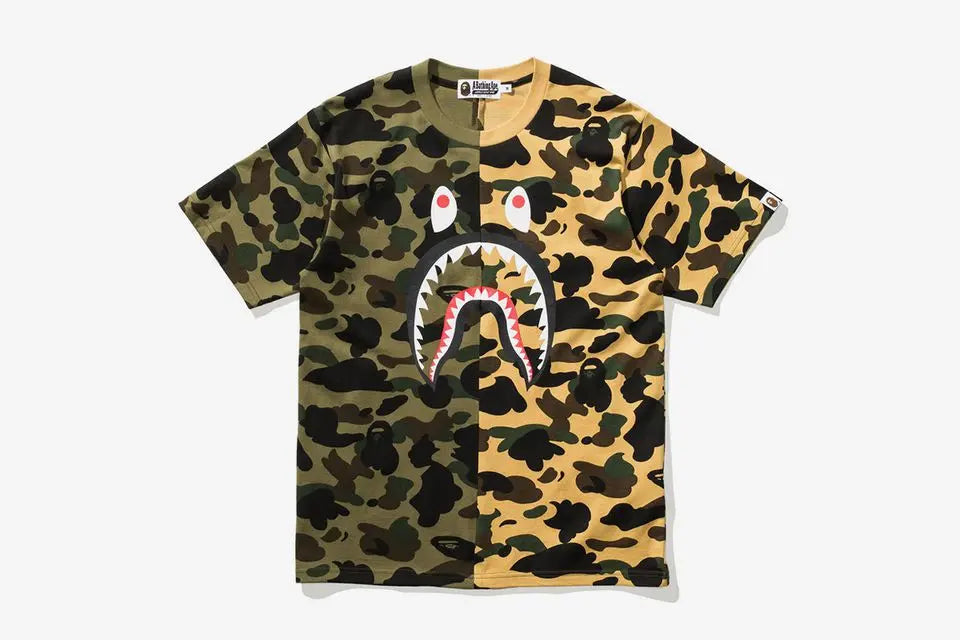 A Bathing Ape Spilt Camo Shark Tee Bape