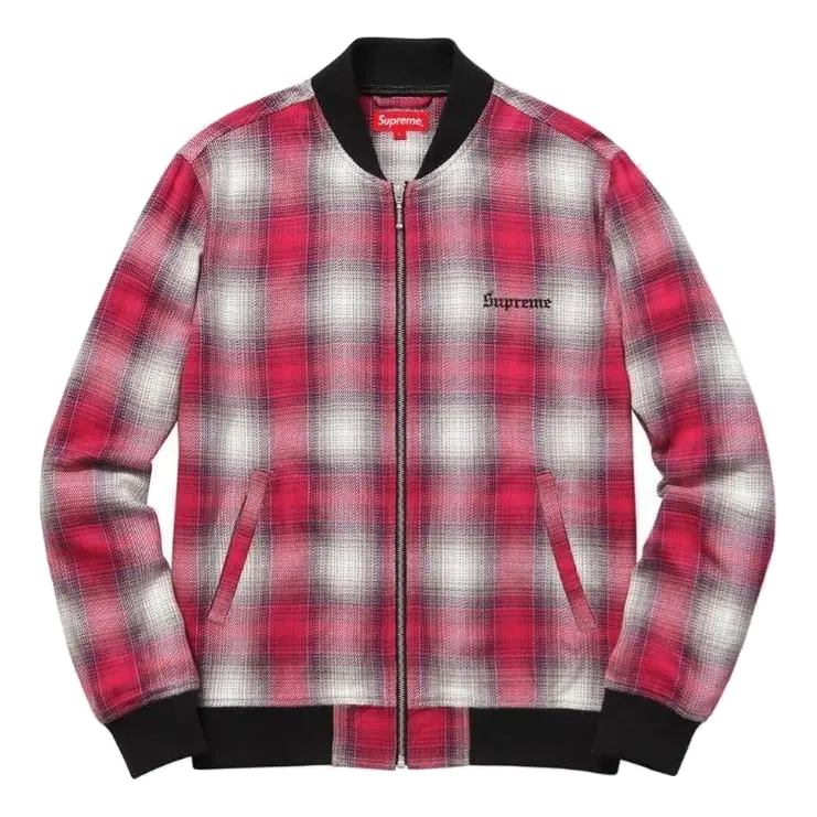 Supreme Shadow Plaid Bomber Jacket - Pink - Used Supreme