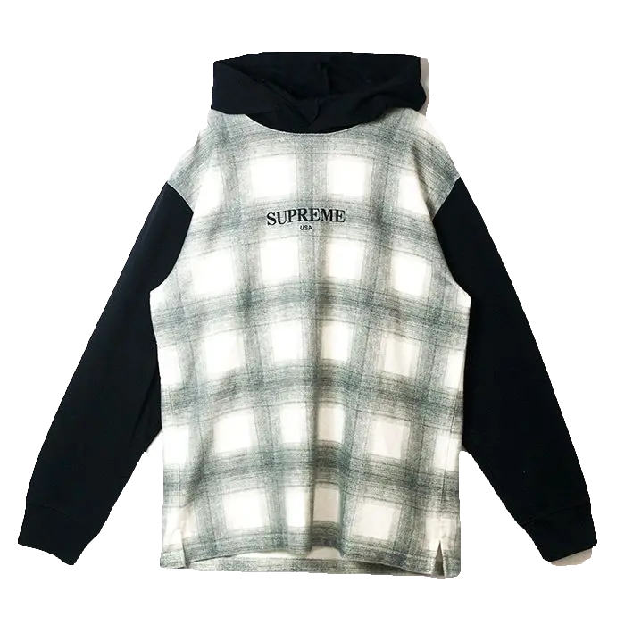 Supreme Plaid Hooded L/S Top - Black Supreme