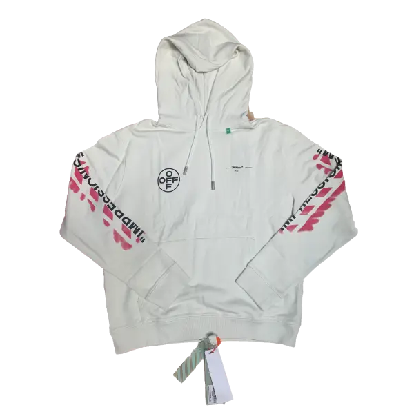 OFF White Diag Stencil Slim Hoodie - White/Pink OFF-WHITE