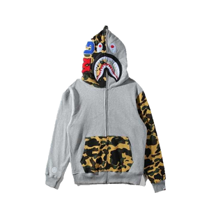 Bape 1st Camo Shark Full Zip Hoodie - Grey/Yellow