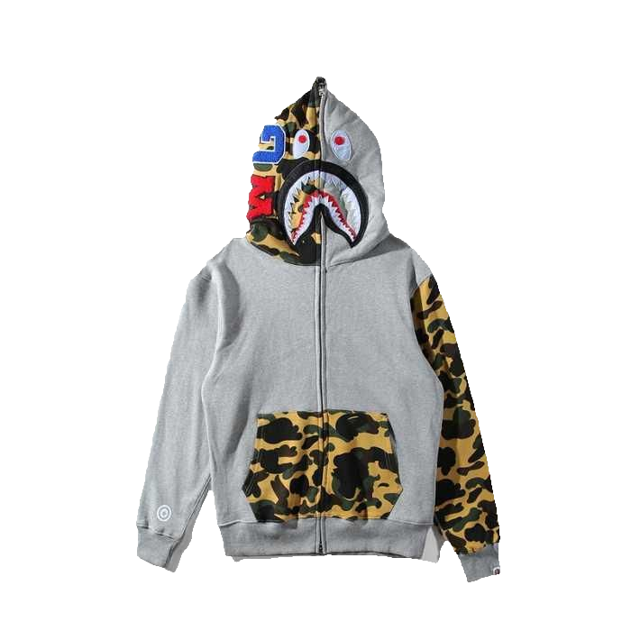 Bape 1st Camo Shark Full Zip Hoodie - Grey/Yellow