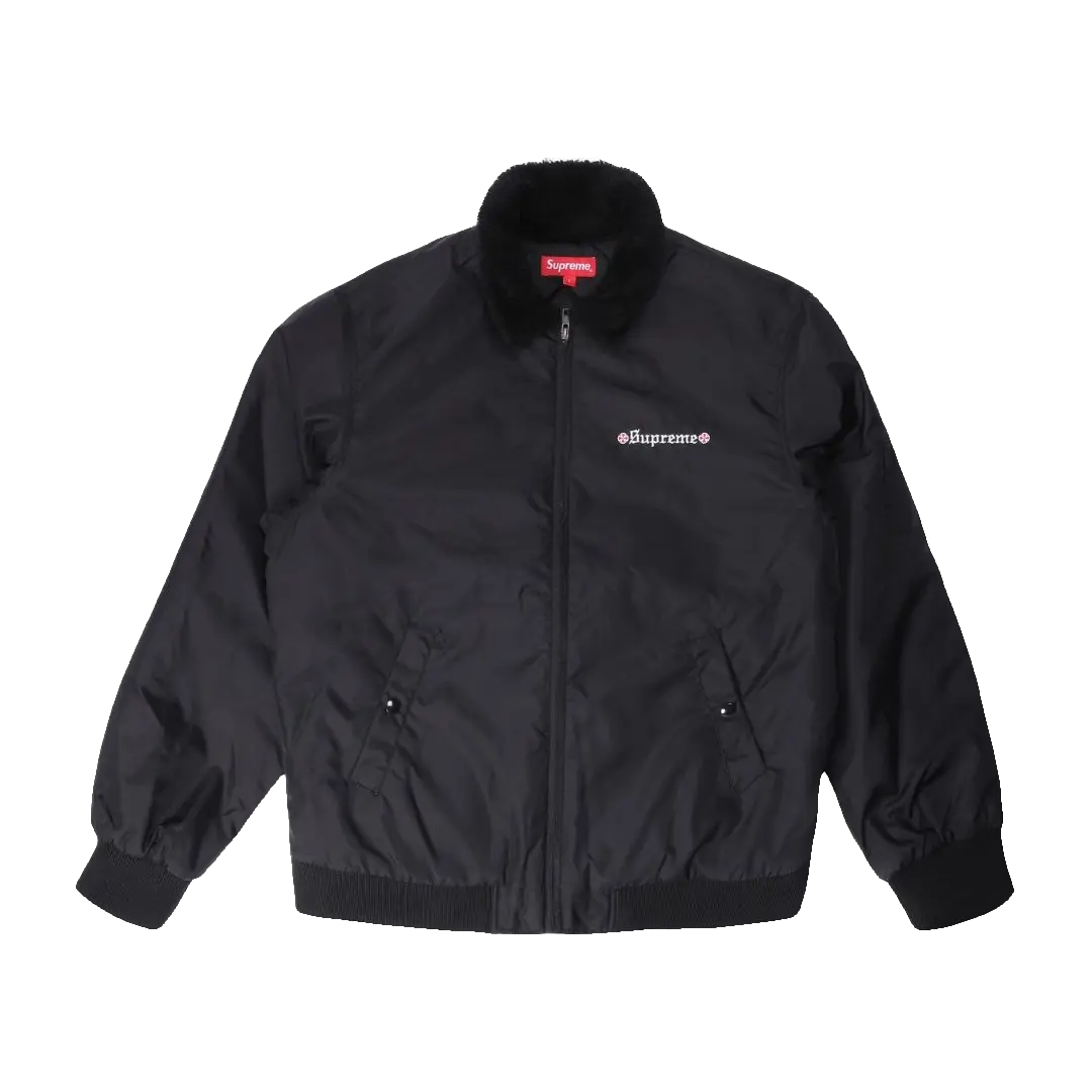 Supreme Independent Fur Collar Bomber Jacket - Black Supreme