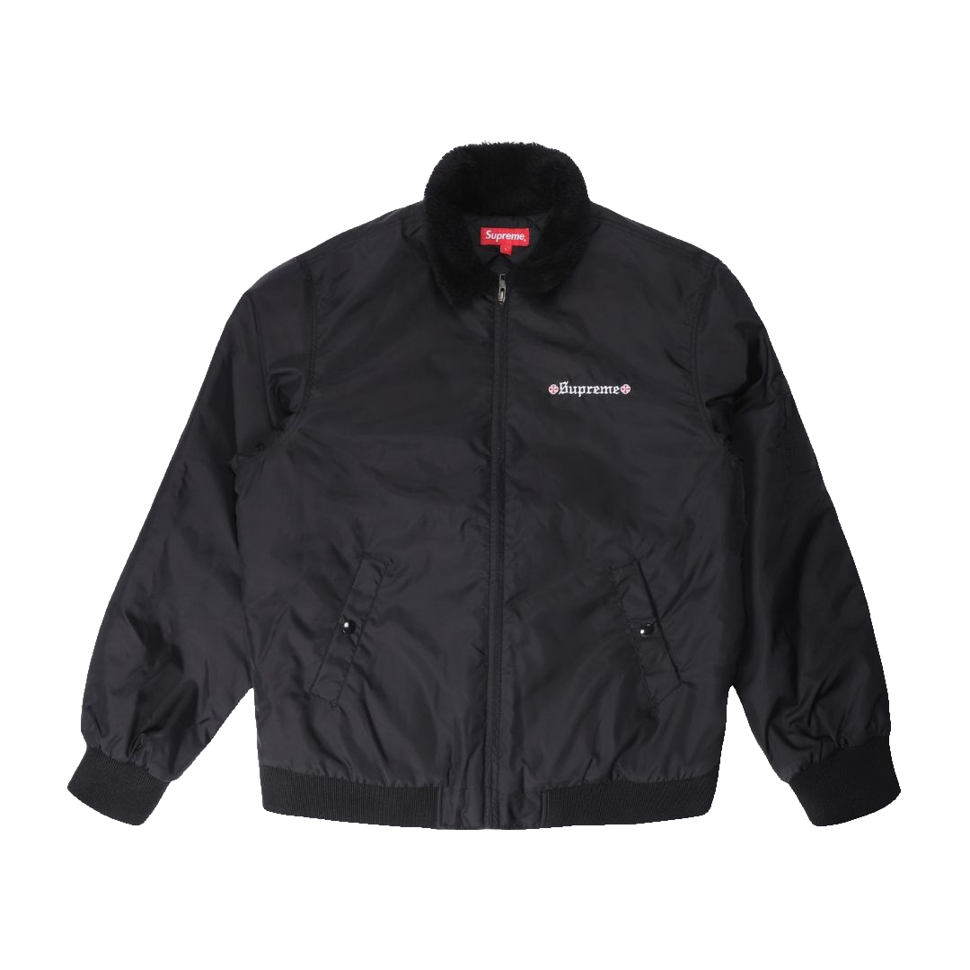 Supreme Independent Fur Collar Bomber Jacket Black