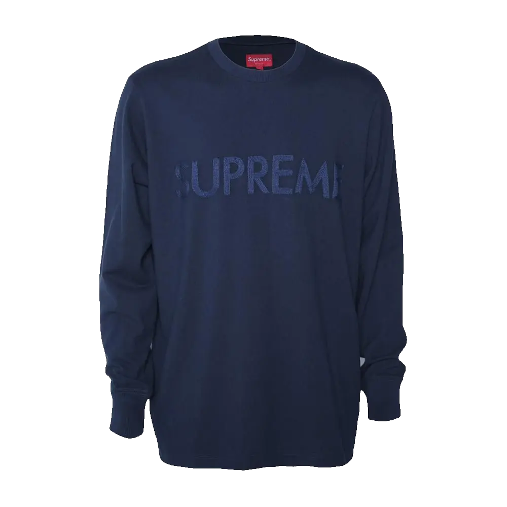 Supreme Pique Logo Longsleeve - Navy - Used Supreme