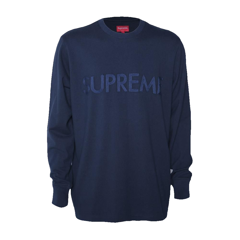 Supreme Pique Logo Longsleeve - Navy - Used