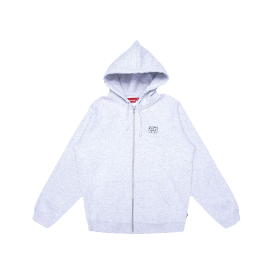 Supreme World Famous Zip Up Hooded Sweatshirt - Ash Grey - Used