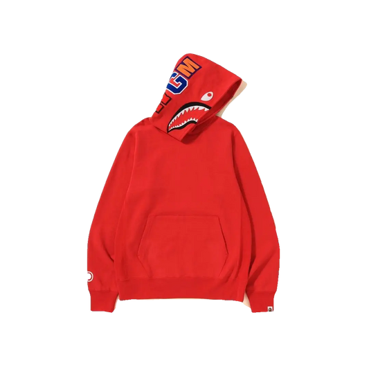 A Bathing Ape Shark Pullover Hoodie - Red - Used Bape