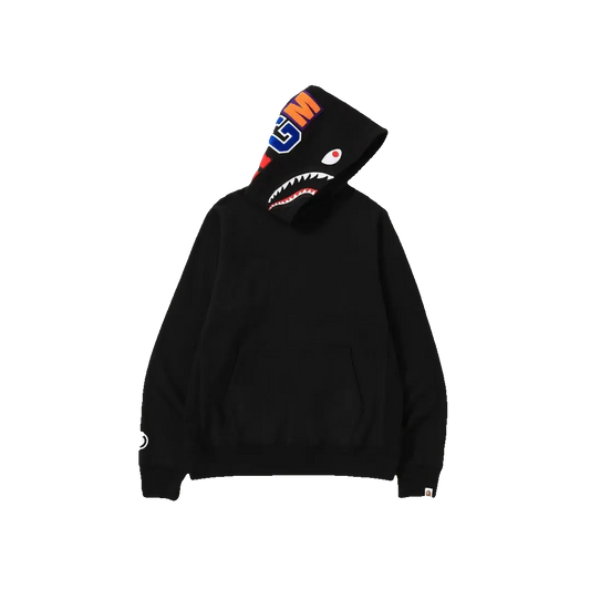 A Bathing Ape Shark Pullover Hoodie - Black - Used Bape