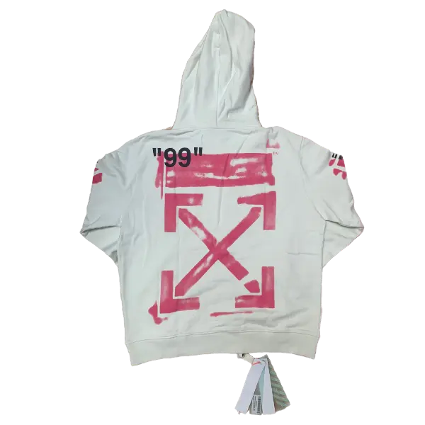 OFF White Diag Stencil Slim Hoodie - White/Pink OFF-WHITE