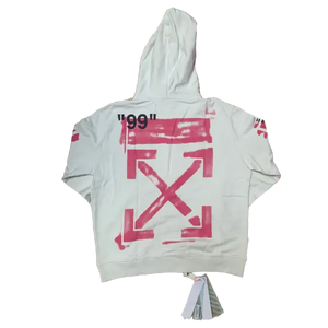 OFF White Diag Stencil Slim Hoodie - White/Pink OFF-WHITE
