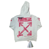 OFF White Diag Stencil Slim Hoodie - White/Pink