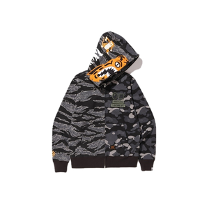 Bape hoodie half black 2025 half camo