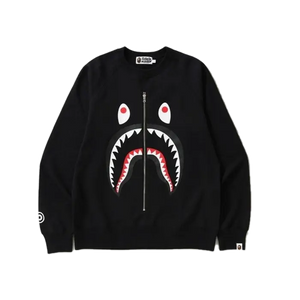 A Bathing Ape Shark Metal Zip Crewneck - Black Bape