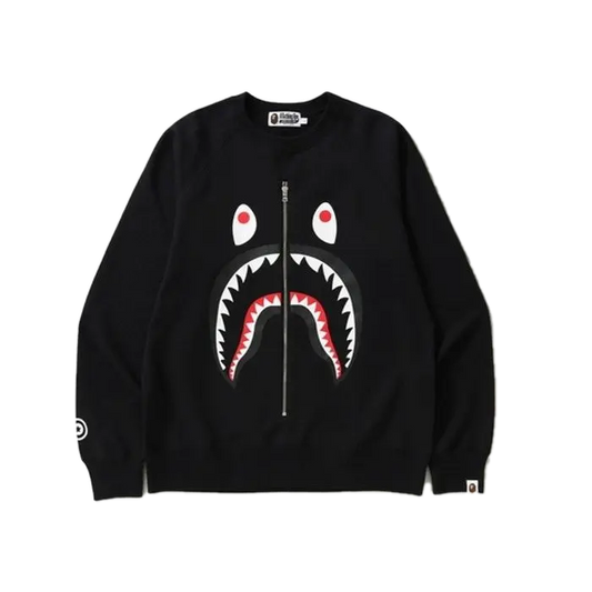 A Bathing Ape Shark Metal Zip Crewneck - Black Bape