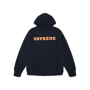 Supreme Cord Collegiate Logo Hooded Sweatshirt - Navy