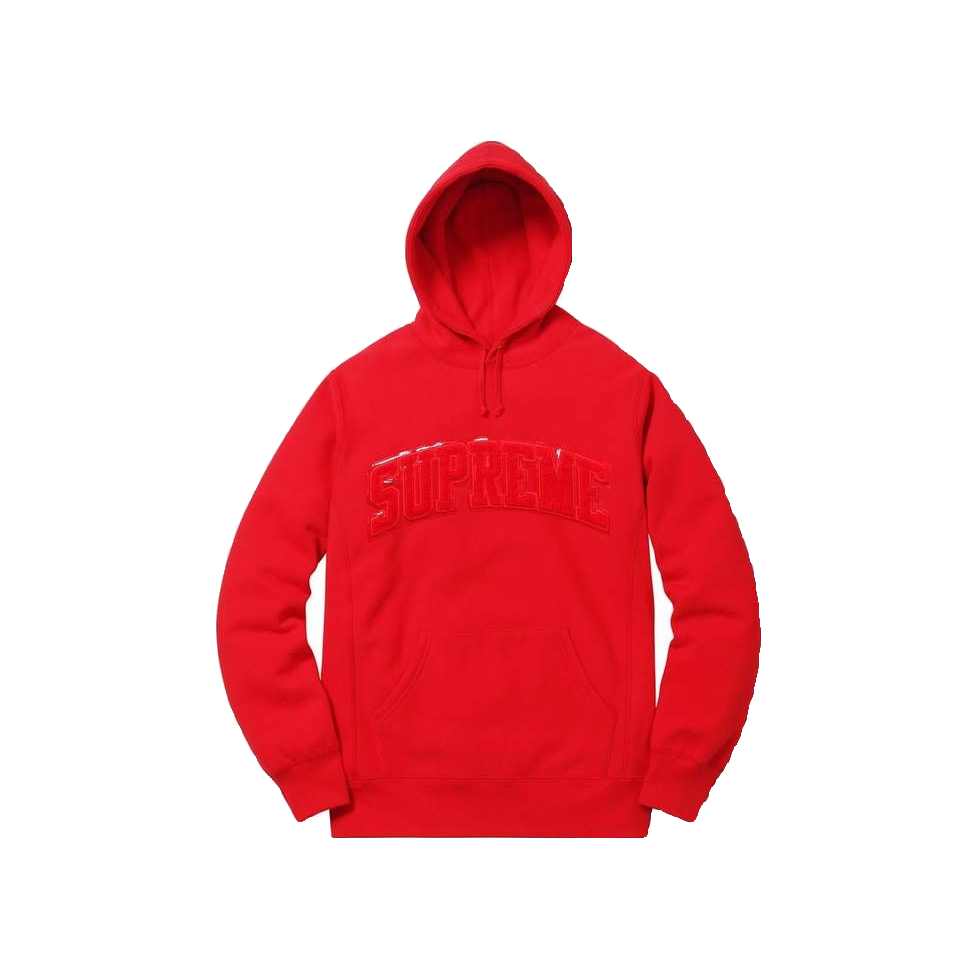 Supreme Patent Chenille Arc Logo Hoodie Red Grails SF