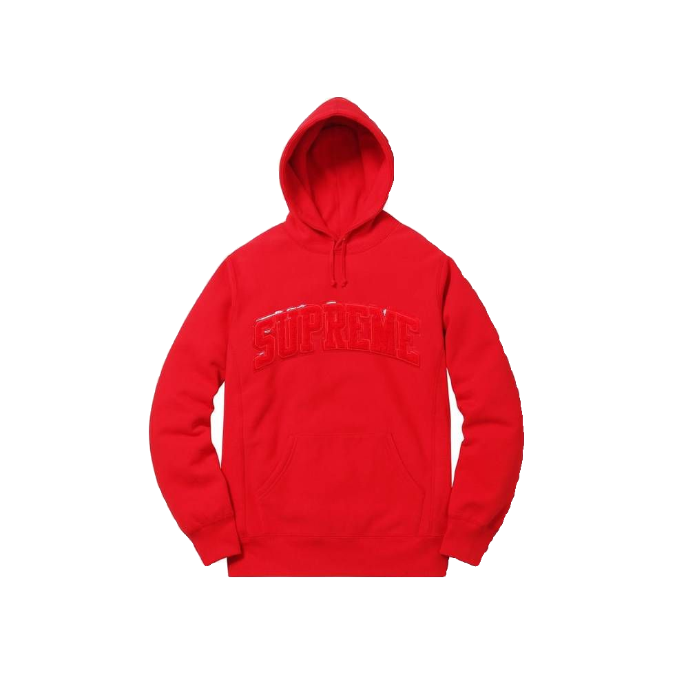 Supreme Patent Chenille Arc Logo Hoodie - Red - Used