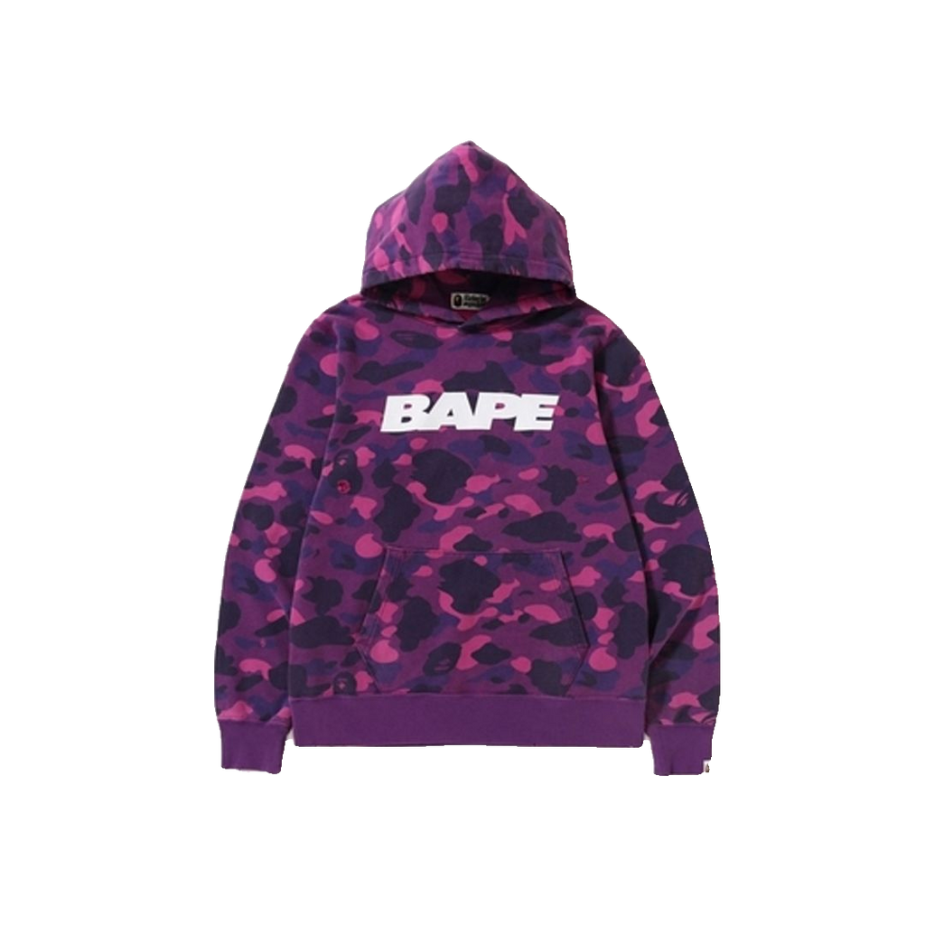 A Bathing Ape Color Camo Damage Wide Pullover Hoodie - Purple