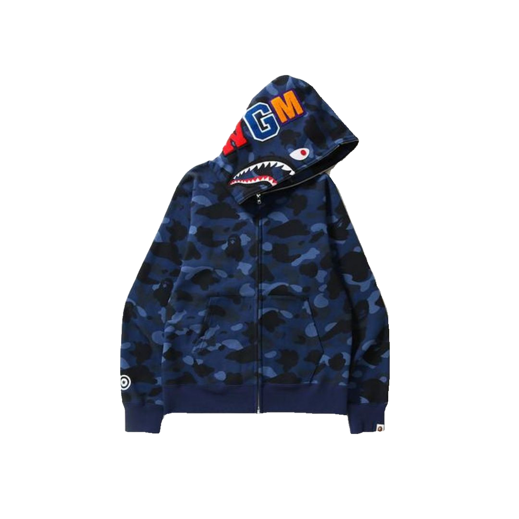 Bape Color Camo Shark Full Zip Hoodie - Blue