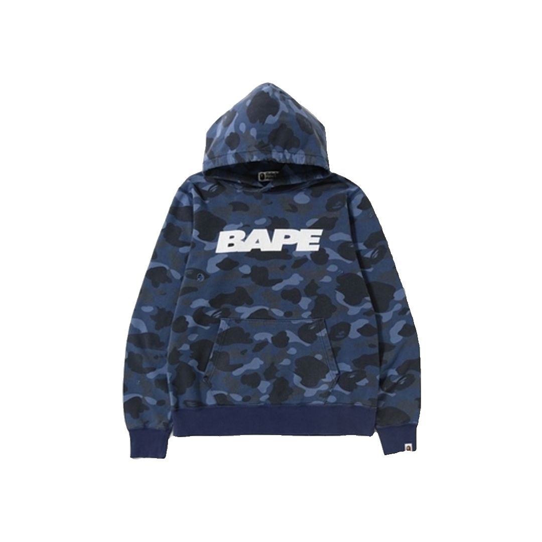 A Bathing Ape Color Camo Damage Wide Pullover Hoodie - Blue