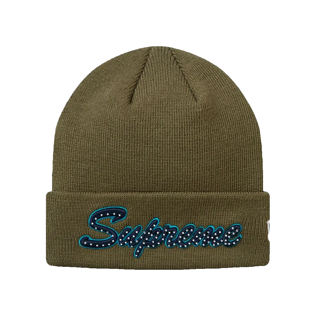 Supreme New Era Script Beanie FW18 - Olive Supreme