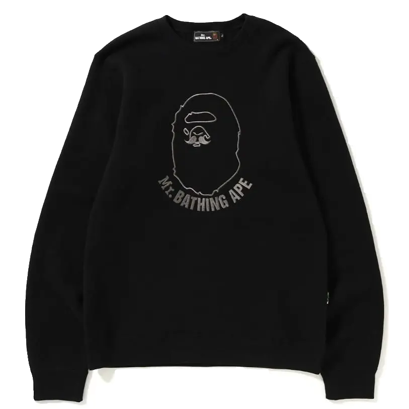 A Bathing Ape Mr. Bathing MR Embroidery Crewneck - Black Bape