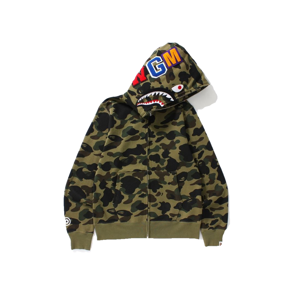 Bape 1st Camo Shark Full Zip Hoodie - Green