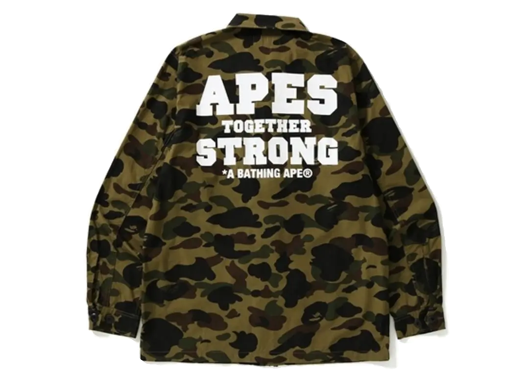 Bape 1st Camo Ats Military Shirt - Green Camo - Used Bape