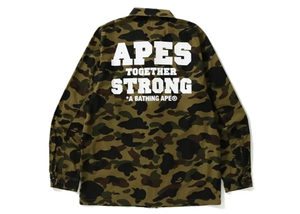 Bape 1st Camo Ats Military Shirt - Green Camo - Used Bape