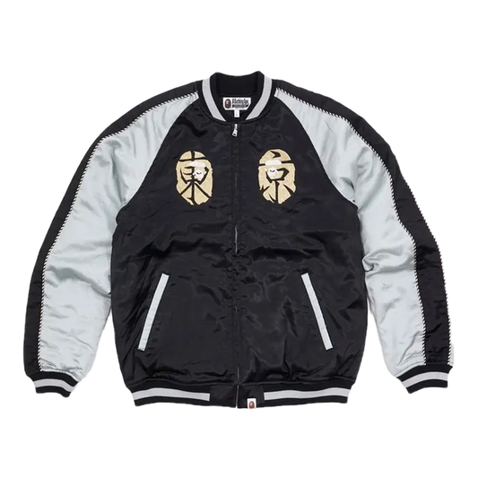 A Bathing Ape Mt. Fuji Apehead Souvenir Suka Jacket - Black - Used Bape