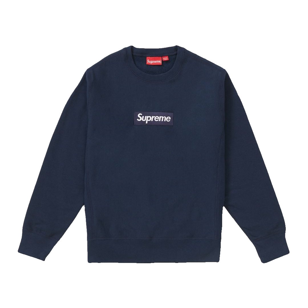Supreme Box Logo Crewneck Sweatshirt FW18 - Navy - Used